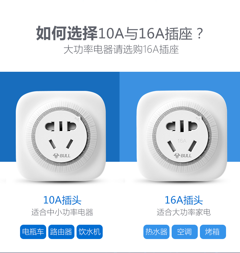 公牛定时器插座充电插头10A大功率循环自动断电家用智能开关控制