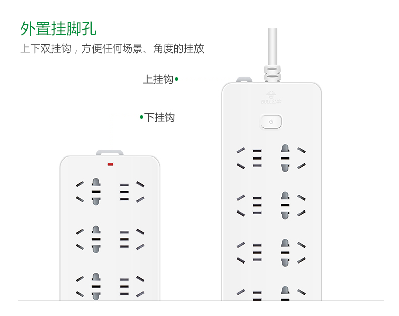 公牛插座接线板插排插线板拖线板过载保六孔十孔位3米