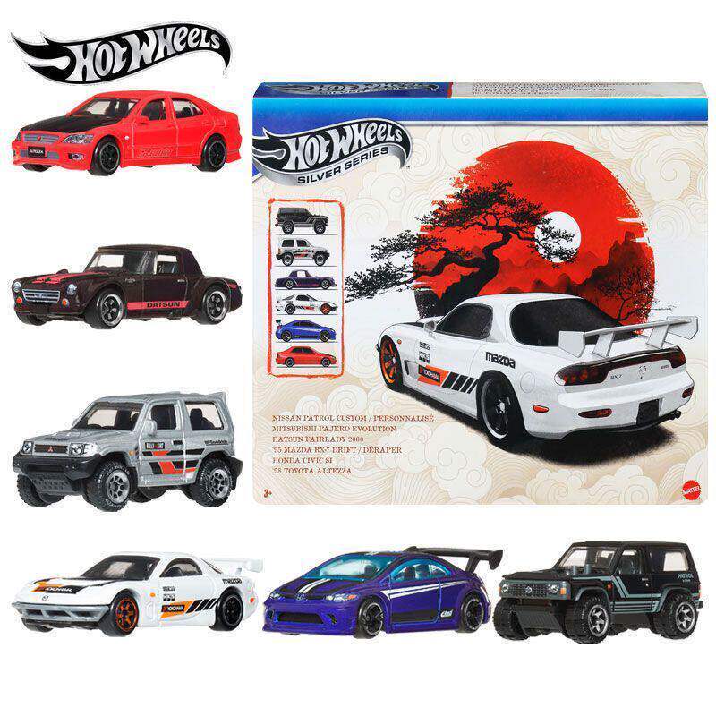 Hot Wheels Alloy Car Silver Label Six-Piece Set Japanese Street Culture Nissan Datsun Honda Toyota Hot Wheels Alloy Car Silver Label Six-Piece Set Japanese Street Culture Nissan Datsun Honda Toyota