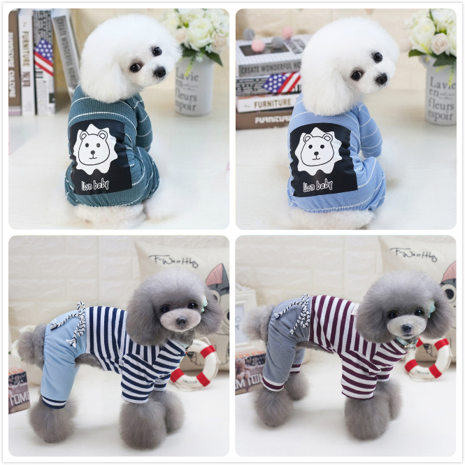 Pet dog pajamas bichon teddy clothes spring four-legged cotton puppy clothes spring and summer thin section