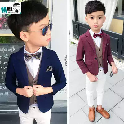 Korean version of children's clothing 2019 autumn and winter new casual Children's suit boy suit three-piece flower girl dress suit