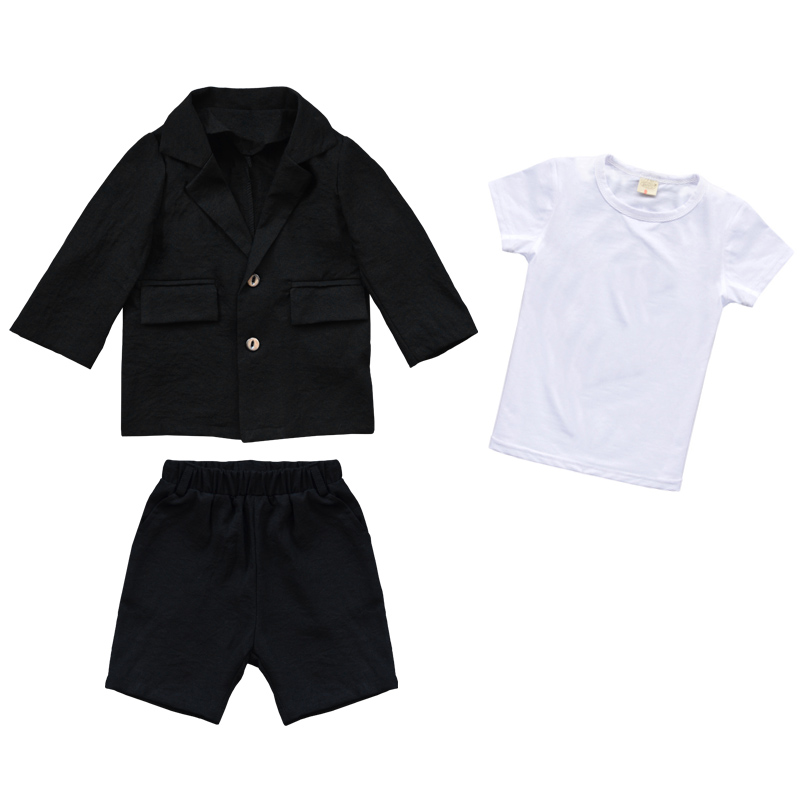 2019 Suit mùa hè trẻ em trai tinh khiết Màu Suit Set Childrens bông nhỏ Hai mảnh hoa trẻ em ăn mặc.