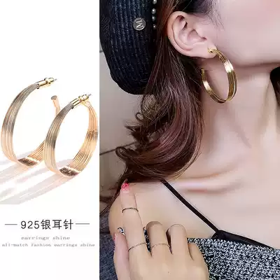 Large ring circle sterling silver earrings women's South Korea 2021 new trendy quality earrings exaggerated net red wild earrings drop earrings