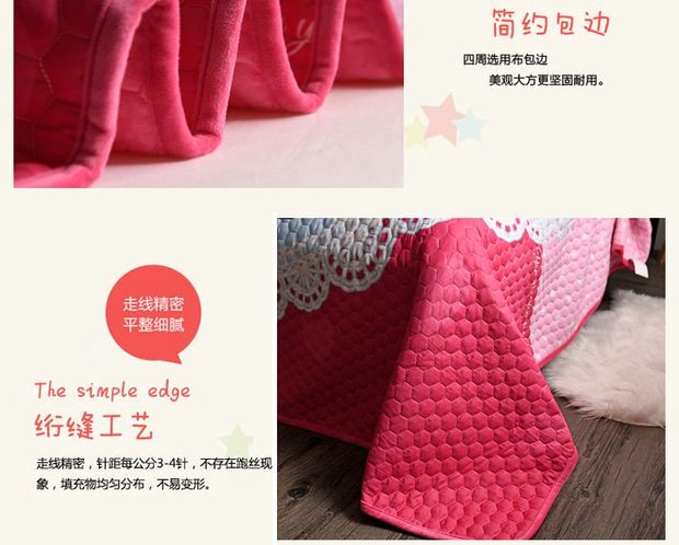 Một bên bông flannel trải giường ba bộ hai mặt sử dụng hai mặt pha lê cashmere đơn mảnh phim hoạt hình tinh khiết chăn lông cừu san hô ga giường màu trắng
