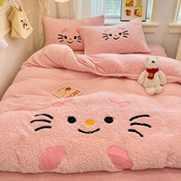 Милый кот розовый [Полотенце с вышивкой, большой вариант]