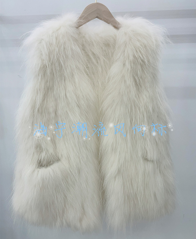 Raccoon Fur Double-Sided Woven Fur Vest Women's Mid-Length 2024 New Style Fox Fur Coat Winter