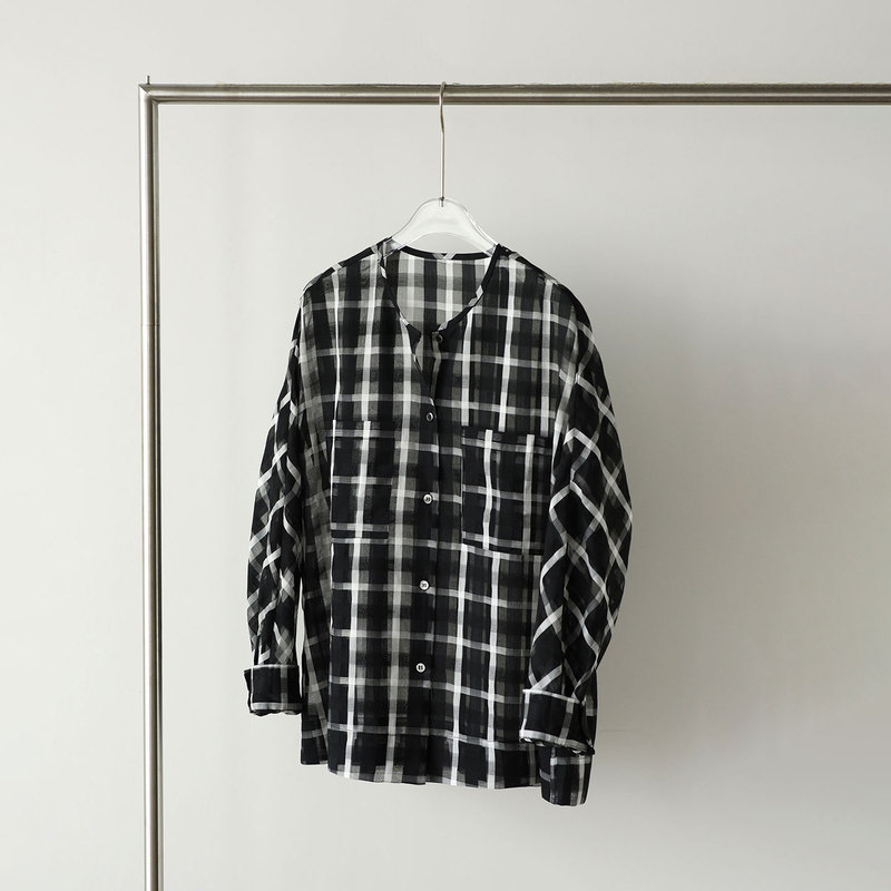 Exclusive High-End Benefits! Old Money Style Plaid Shirt, Thin and Slightly Sheer, Made of Real Silk and Cotton, Versatile Top, Plaid Shirt