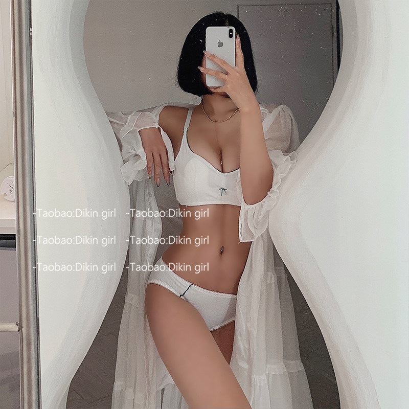 Girl Underwear Briefs Suit Students 2021 New Summer Double Shoulder Strap Lace Poly Woo Pure Color No Steel Ring Bra