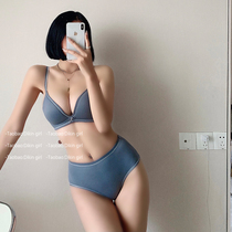 Unmarked underwear spring and summer new small breasts gather large adjustment type on the collection of auxiliary milk without steel ring pen bra set