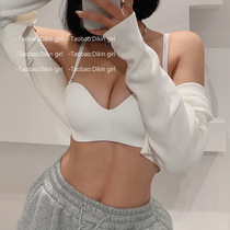 Trabbed underwear girl upper support gathering without steel ring 2021 thin new bra glossy white non-slip bra