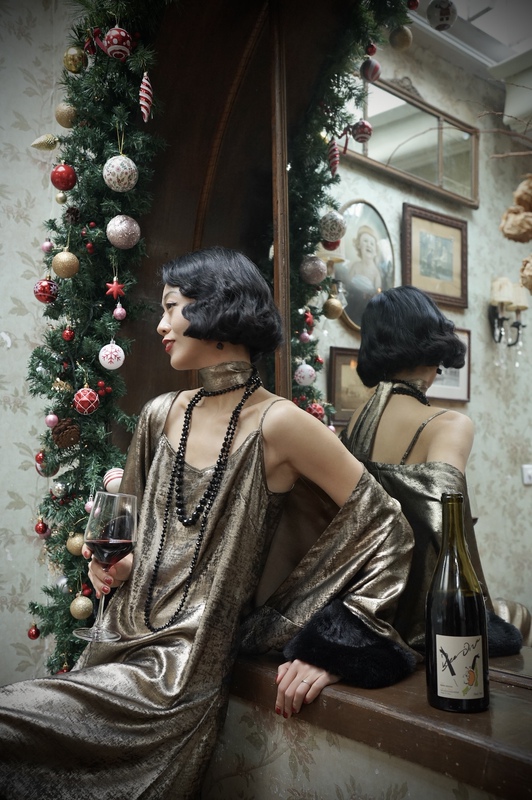 Beediva｜1920S Lame Style Gold Foil Loose Long Sash Strap Dress Gown