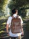 Canvas backpack computer bag college student commuting travel drawstring backpack flip school bag retro backpack for men