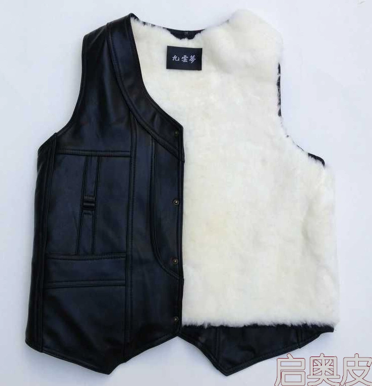 Áo len nam lông trung niên một mùa thu và mùa đông da cỏ vest da cừu vest ấm áp cotton