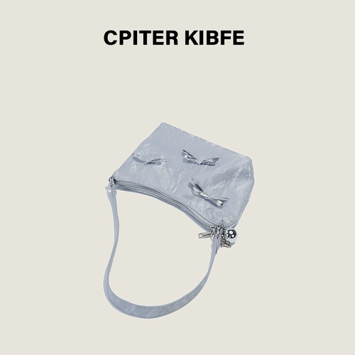 Небольшая дизайнерская сумка через плечо с бантиком, универсальная сумка подмышку, серебряная сумка на одно плечо, Южная Корея