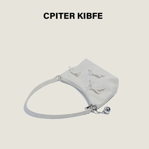 Небольшая дизайнерская сумка через плечо с бантиком, универсальная сумка подмышку, серебряная сумка на одно плечо, Южная Корея