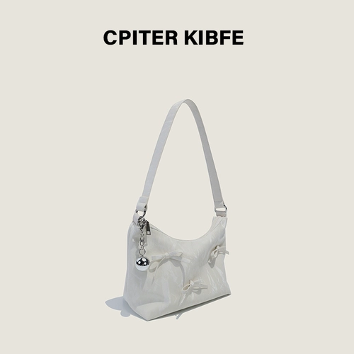 Небольшая дизайнерская сумка через плечо с бантиком, универсальная сумка подмышку, серебряная сумка на одно плечо, Южная Корея