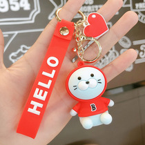 Cute seal key chain pendant three-dimensional cartoon doll couple bag hanging jewelry best friend birthday gift key chain