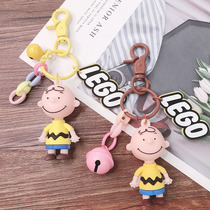 Environmental protection white dog silicone key chain small bald head doll key pendant womens bag hanging car key chain gift