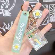 New acrylic floating princess key chain cartoon key chain pendant female book bag hanging girl heart quicksand
