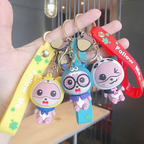 Glasses squirrel cute keybuckle handling animal headset cartoon bookbag accessories girls backpack key chain ring ring