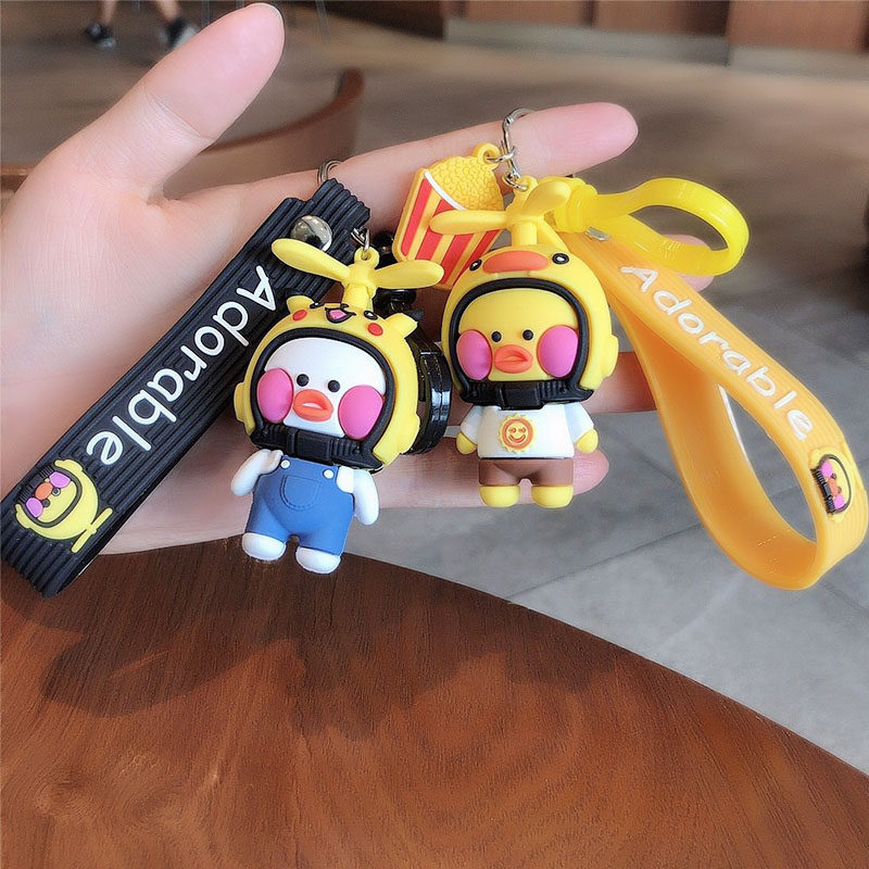 New cartoon net red keychain pendant cute safety hat duckling bag pendant girlfriends a pair of schoolbags small ornaments