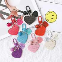 Creative new leather keychain pendant pu love candy color Bell bag accessories airpods pendant U disk