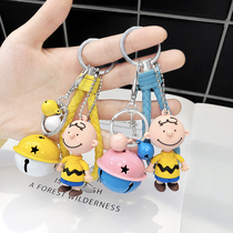 Environmental protection white dog silicone key chain small bald head doll key pendant womens bag hanging car key chain gift