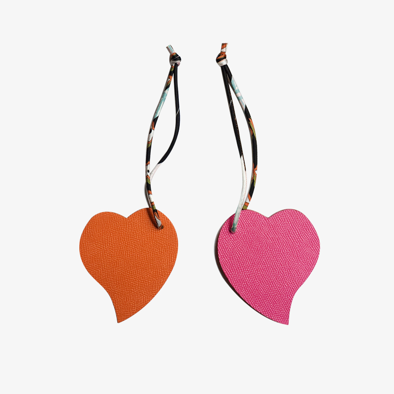 Handmade H Brand Heart-Shaped Pendant, Genuine Leather Bag Charm, Creative Candy-Colored Heart-Shaped Ornament, Car Keychain