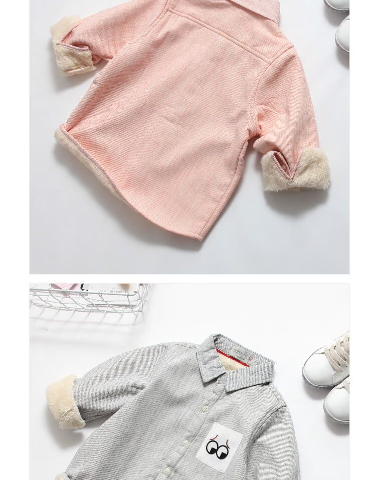 Trẻ em cộng với áo nhung dày mùa thu và mùa đông trẻ em áo dài tay cotton ấm áp trẻ em mặc áo trẻ em màu hồng kinh doanh quần áo trẻ em