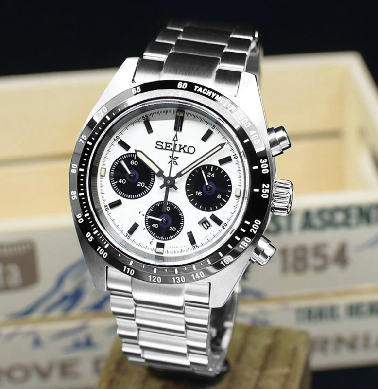 Seiko Solar Chronograph Men's Watch Panda Color Sbdl085/Ssc813P1