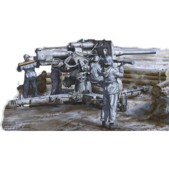In-Stock Frontier Model Bt-013 88mm Anti-Aircraft Gun with Artillery Group, First Release Metal Tin Box, Metal Barrel