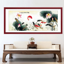 Jiuyu picture Feng Shui Cai New Chinese Mural Living Room Hanging Painting Lotus Ju Cai Modern Decorative Painting Bedroom Bedside Painting