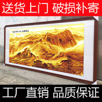 Wanli Great Wall painting backing Mountain map office fortune hanging calligraphy painting Feng Shui Chinese painting Chinese living room decoration Rural Hall House