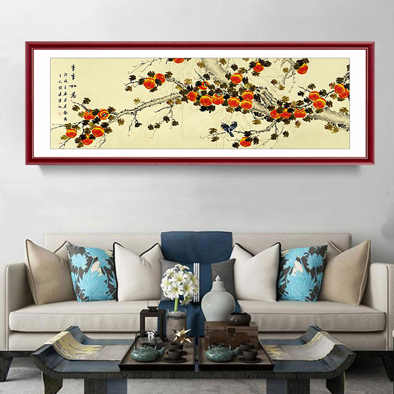 Chinese painting Landscape painting Living room Lucky decoration Calligraphy and painting Office Feng Shui patron hanging painting Jinyu Mantang landscape mural
