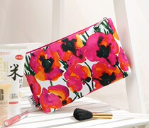 Qian B small beetle oil painting Wind Mei red large flower thickened polyester makeup bag containing bag washing bag