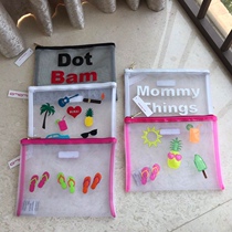 Fried chicken Meins summer beach style portable mesh storage bag net red cosmetics mesh mesh portable storage bag