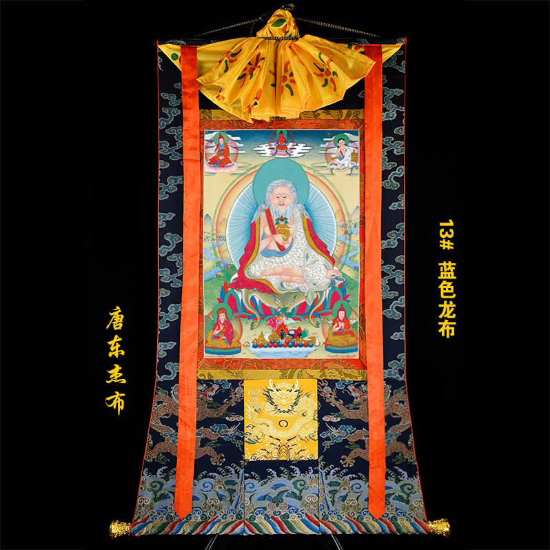 Yu Jinxuan Thangka hanging painting Tibetan Buddhist art Hand-framed Mineral raw materials Decorative painting Tang Dong Jieb