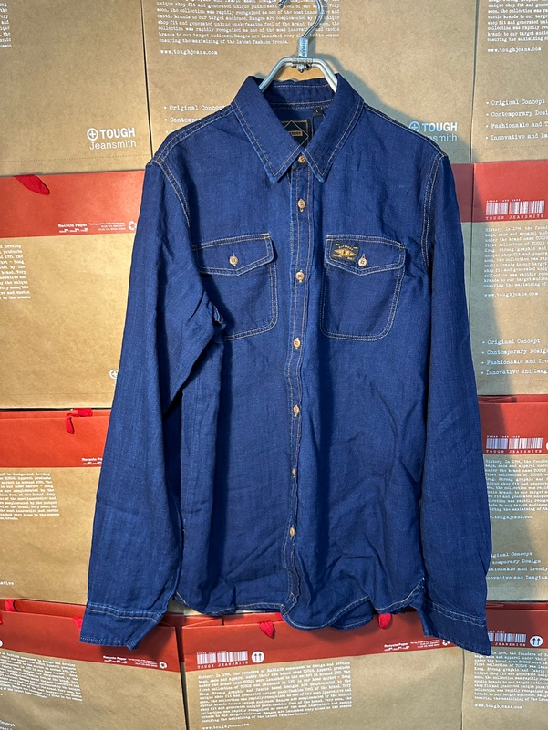 Extremely Dry Superdry Long-Sleeve Shirt, Dark Denim Blue, Linen, Lightweight, Spring and Autumn Style, Size L Is Too Small