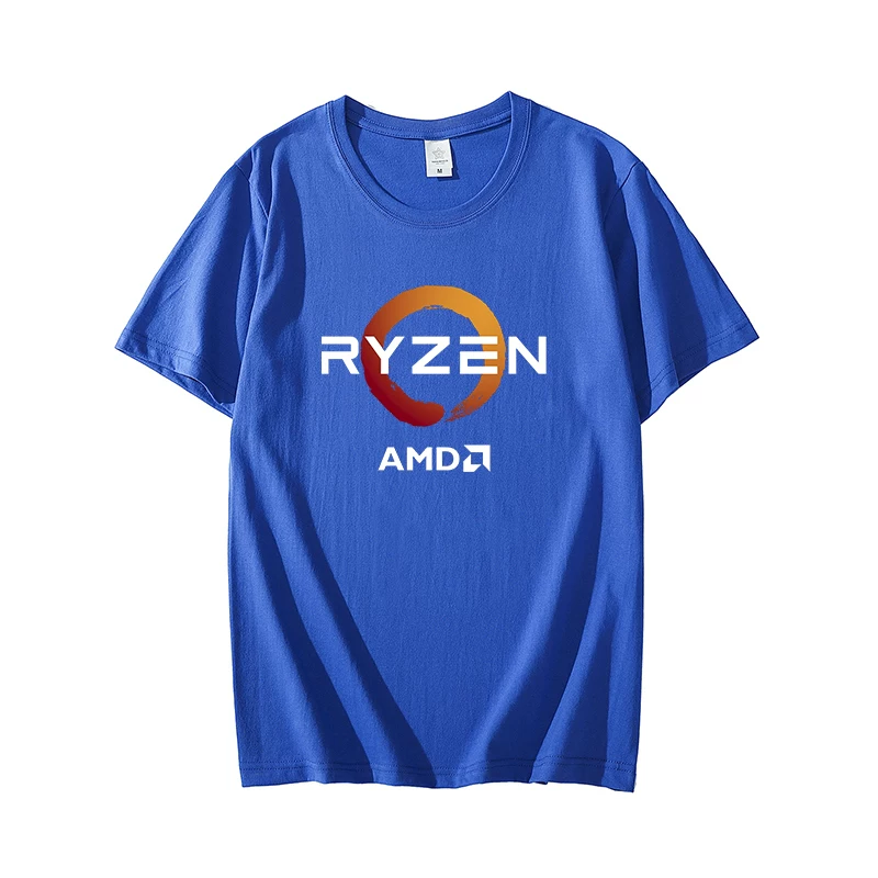 Футболка с процесором Ryzen AMD периферия выполнение нити разрыва компьютерный энтузиаст 100% хлопок короткий рукав одежда гик вера