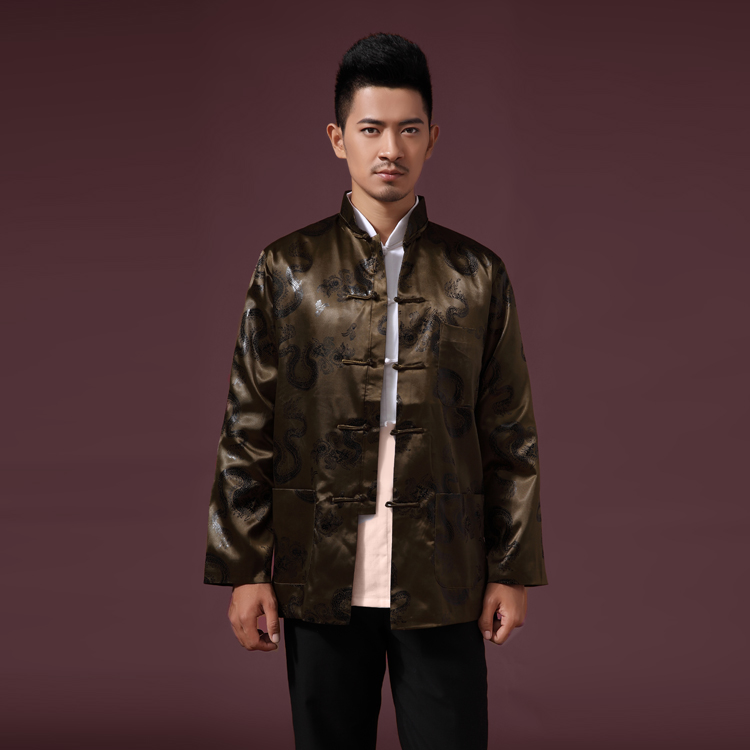 Trung Quốc Tang phù hợp với nam retro phong cách Trung Quốc dài tay cổ áo sơ mi cổ áo Trung Quốc phong cách trung niên mùa xuân và áo mùa thu trang phục dân tộc thái