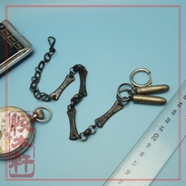 Antique German (black steel large ring pocket watch chain) with accessories 35 cm 52 g