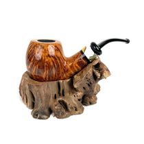 Marigold pipe rack pipe seat pipe display rack root nodule tree root mens smoking set personalized handmade smoking set