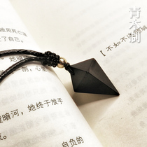 (Green wood) hand made of purple sandalwood four-pyramid pendant resin drop sandalwood custom jewelry couple gift items