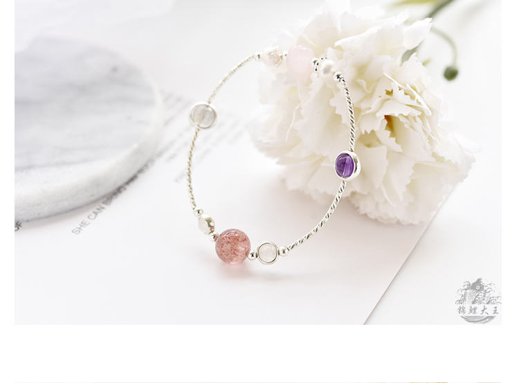[Trường học tình yêu không sai] đốt quả đào pha lê dâu pha lê sterling bạc | koi vua vòng tay pnj