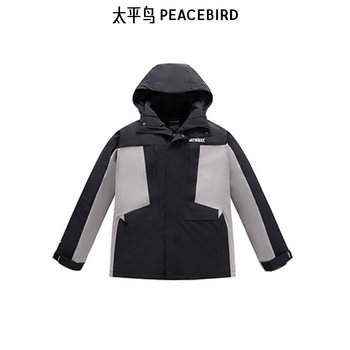 Peacebird Men's Workwear Outdoor Hooded down Jacket Men's Trendy Color Block Jacket Loose Casual B2Ace4419