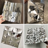 Трехмерная металлическая самоклеющаяся черная мозаика на стену из нержавеющей стали, в 3d формате, зеркальный эффект