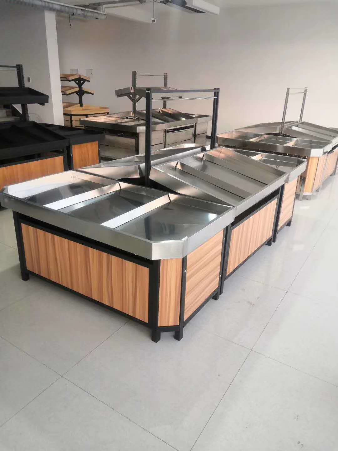 Fruit and Vegetable Shelves Fruit and Vegetable Supermarket Supermarket Fresh Store Convenience Store Stainless Steel Multi-layer Nakajima Steel Wood Shelves