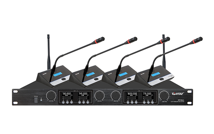 HTDZ sea days HT-866A one drag 4 wireless conference microphone gooseneck wireless microphone infrared to frequency