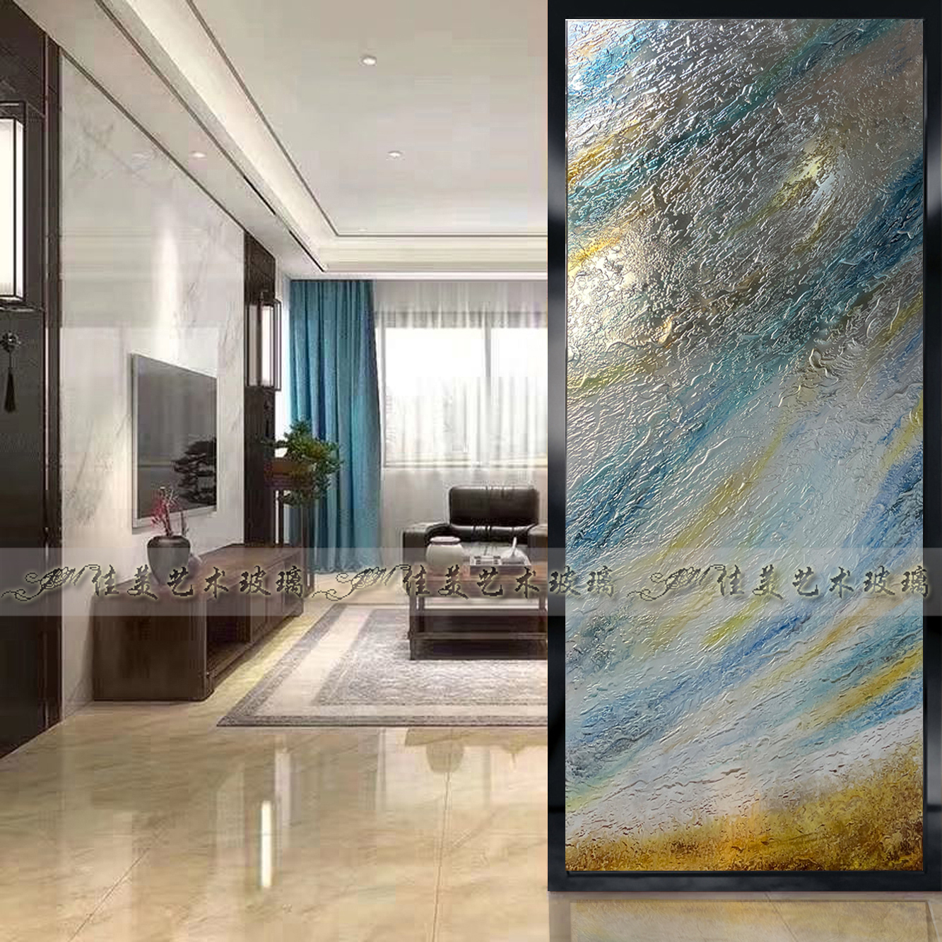 Engraved art glass custom modern simple abstract living room cubicle wall screen entrance cabinet powder room background wall