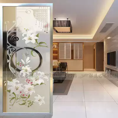 Art Deco glass partition porch living room screen carved glass carved frosted frosted simple and elegant 100 years good